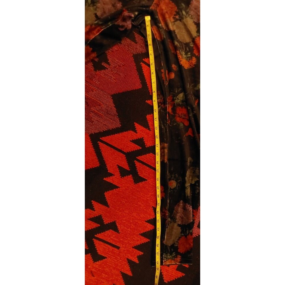 LEGACY Floral Patterned Women's Velvet Skinny Pants Pockets. Size Medium - Picture 3 of 7